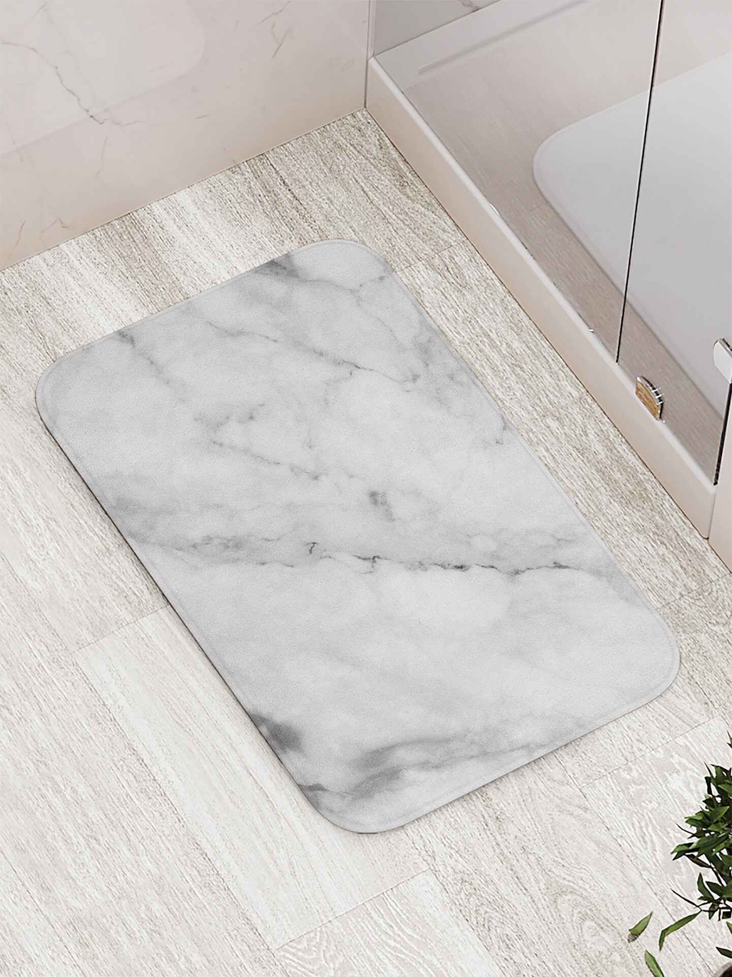 Ambesonne Marble Bath Mat, Granite Surface Motif with Sketch Nature Effect and Cracks Antique Style Image, Plush Bathroom Decor Mat with Non Slip Backing, 29.5" X 17.5", Grey Dust White