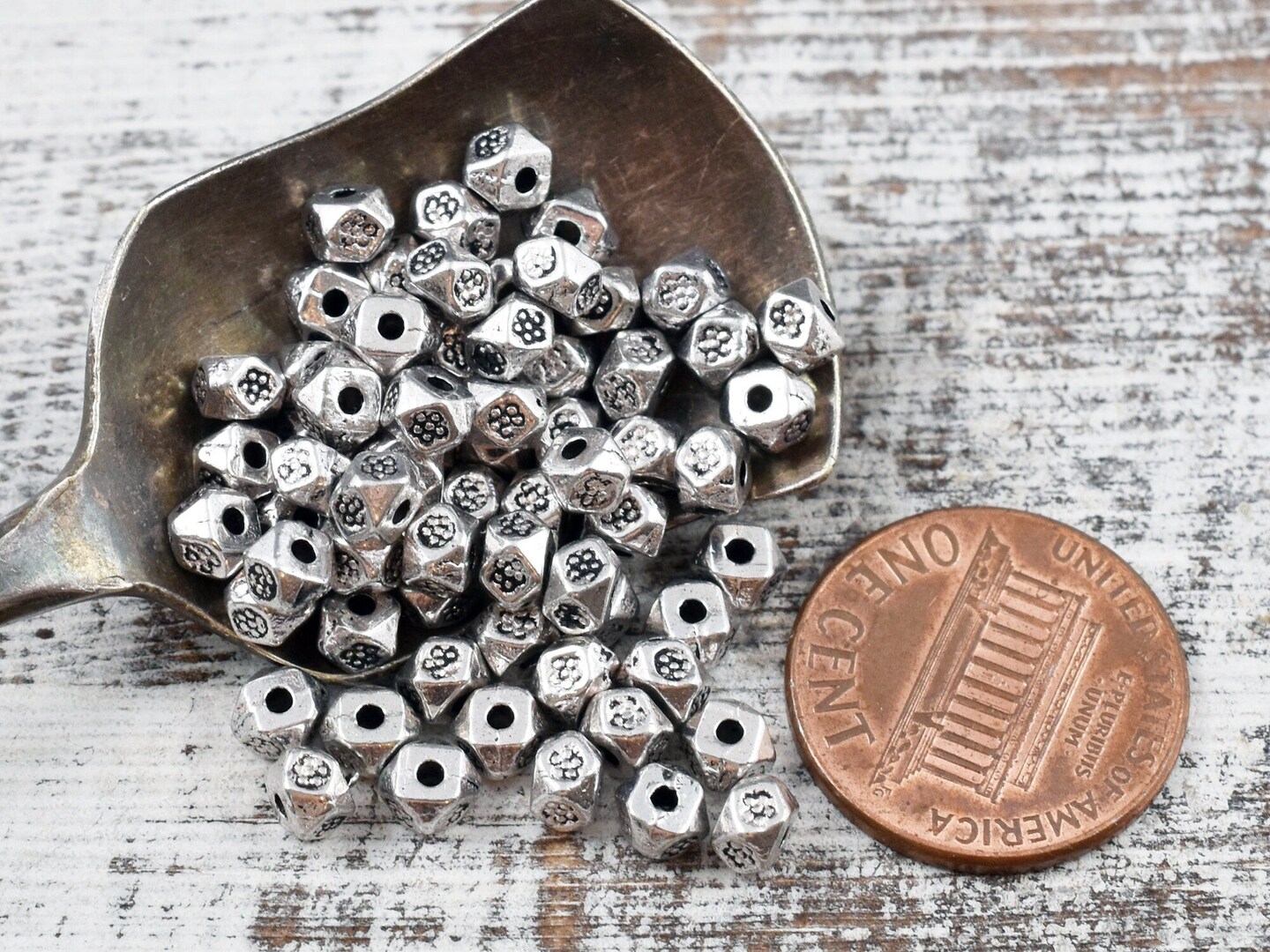 *250* 4mm Antique Silver Wedged Spacer Beads