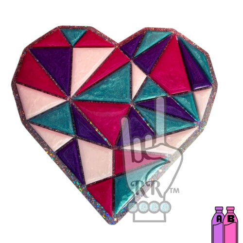 Geometric Mosaic Heart Silicone Mold for Epoxy Resin Art