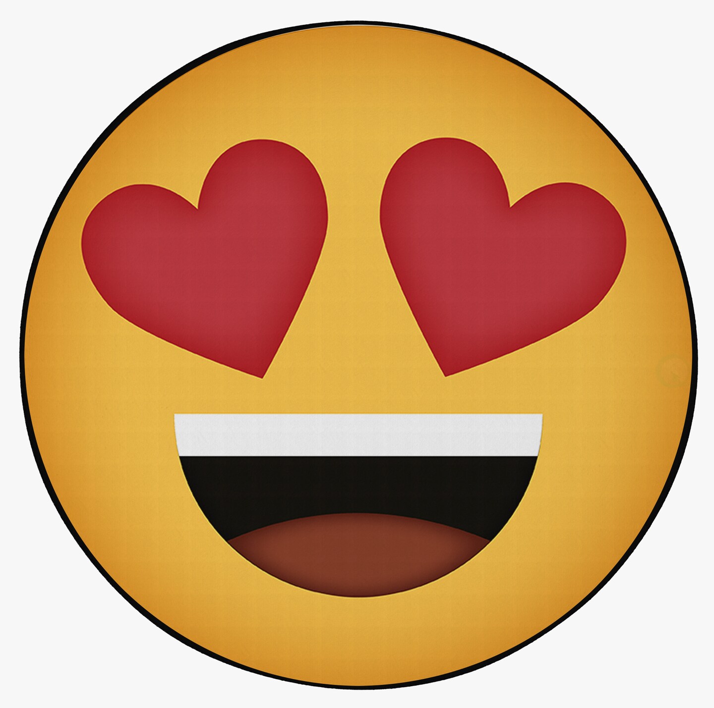 Deerlux Emoji Style Round Funny Smiley Face Kids Area Rug, Heart Eyes Emoji Rug