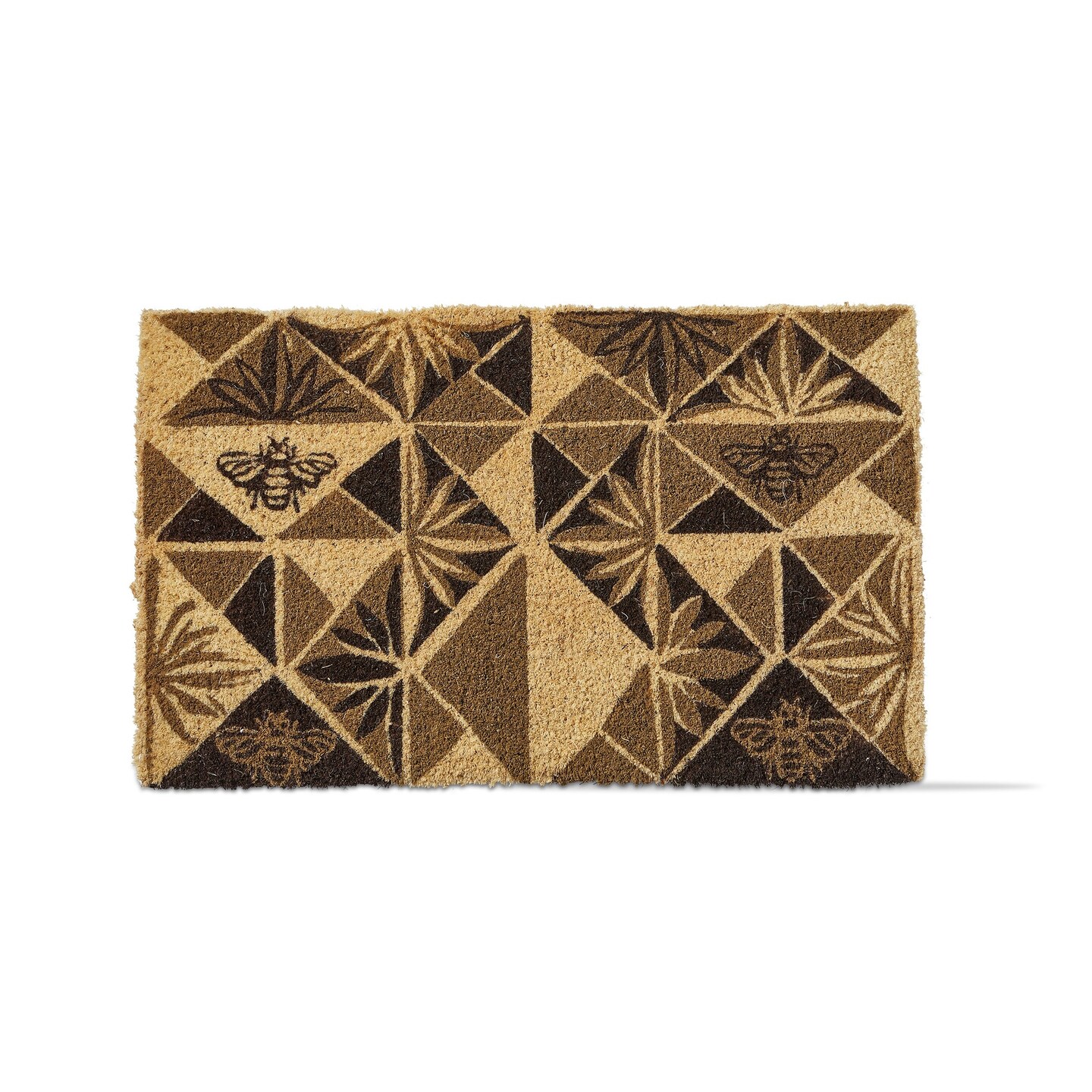 1&#x27;6&#x22; x 2&#x27;6&#x22; Geo Print with Bumble Bee Rectangle Indoor and Outdoor Coir Door Welcome Mat Brown