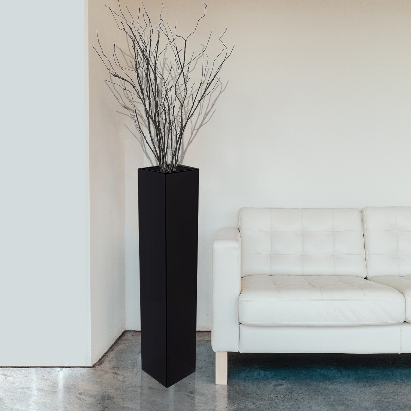 Large Tall Rectangular Wooden Modern Floor Vase - Sleek Contemporary Decor Accent for Living Room, Bedroom, Hallway and Entryway - Handcrafted Decorative Display Piece with Elegant Design