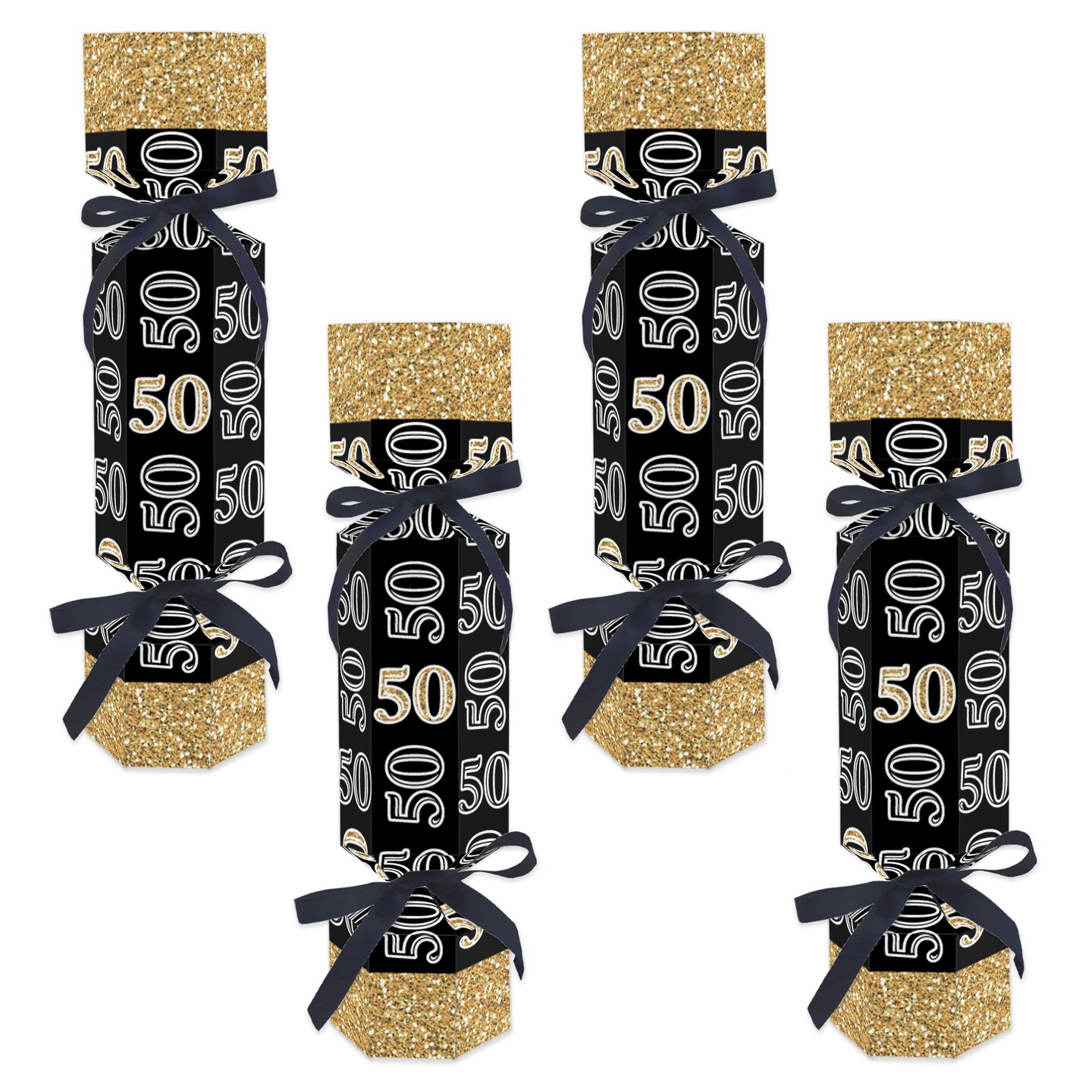 Big Dot of Happiness Adult 50th Birthday - Gold - No Snap Birthday Party Table Favors - DIY Cracker Boxes - Set of 12