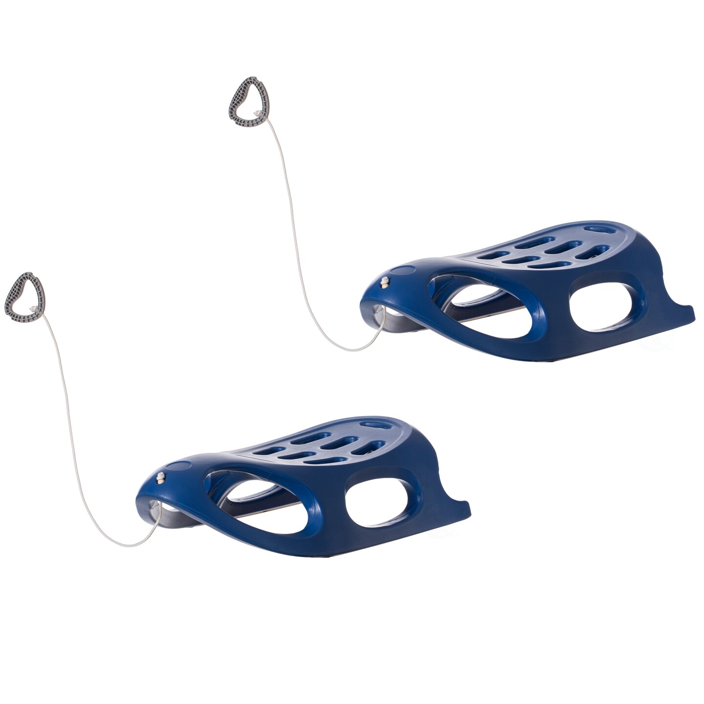 Outdoor Snow Sleigh Ice Sled Toy, Two Rider, Solid Hard Plastic with Pull Rope for Kids over 5 Years, Blue