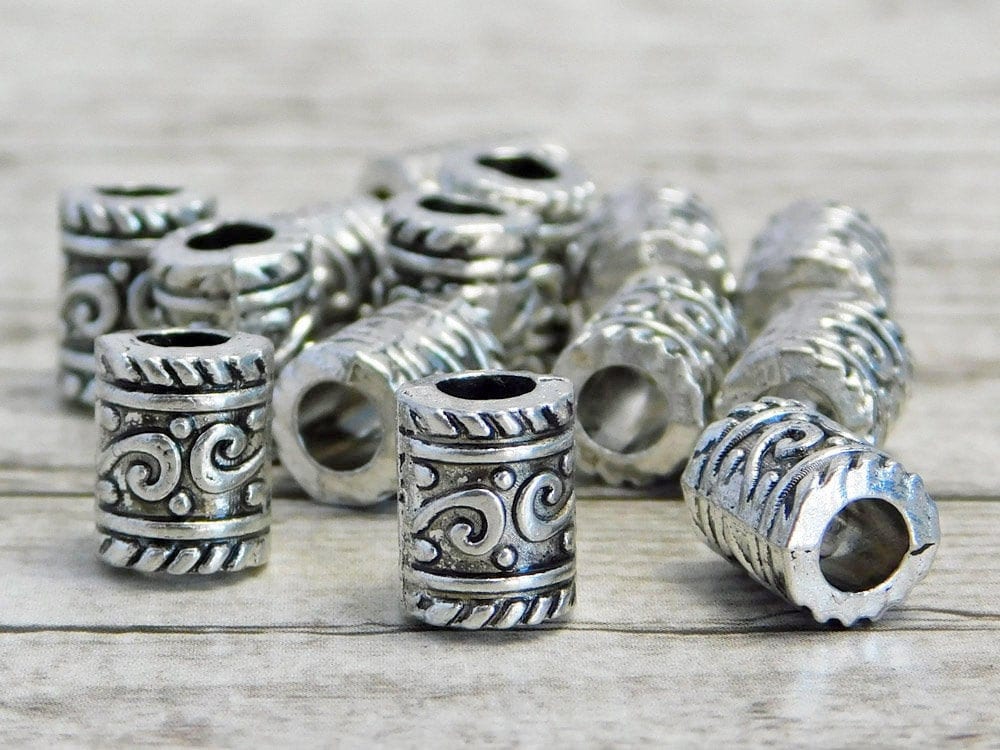 *20* 9x7mm Antique Silver Large Hole Barrel Beads Michaels