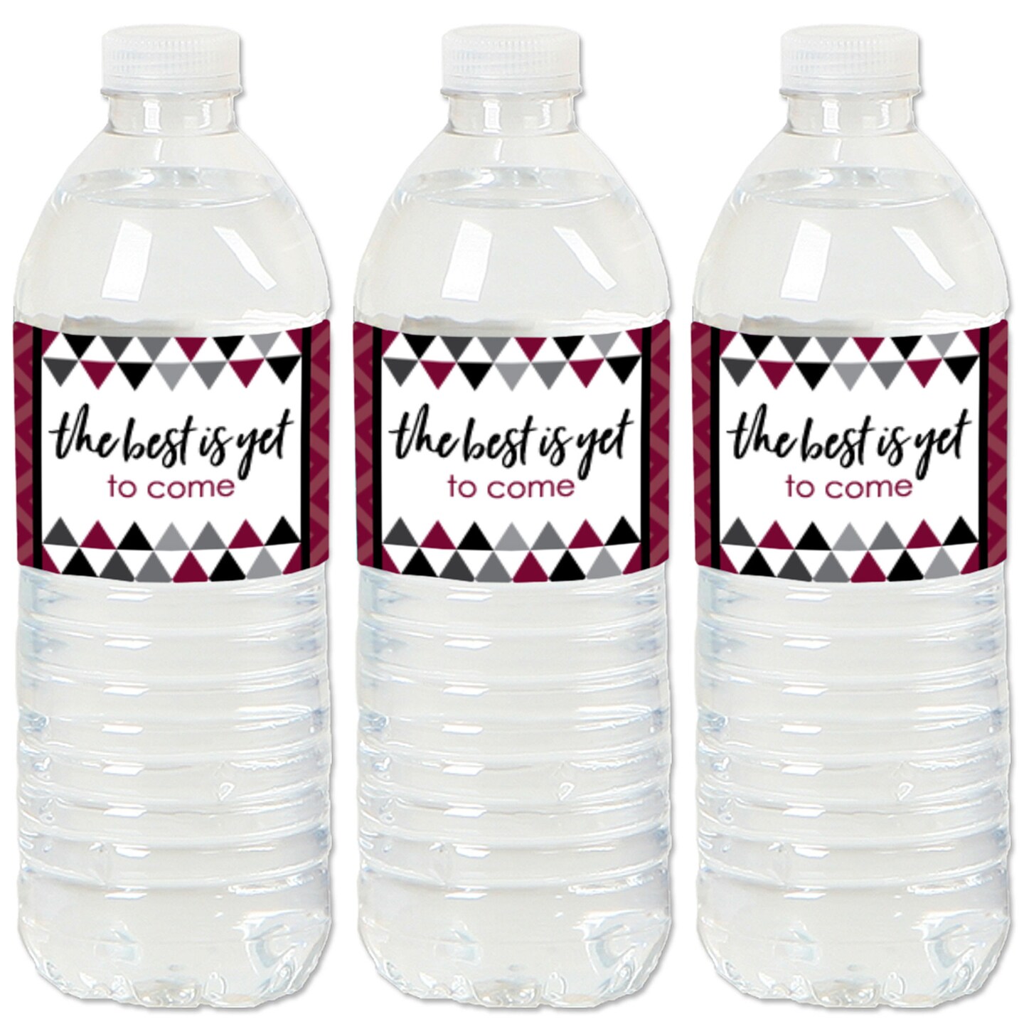 Big Dot of Happiness Maroon Graduation Party Water Bottle Sticker Labels - Set of 20