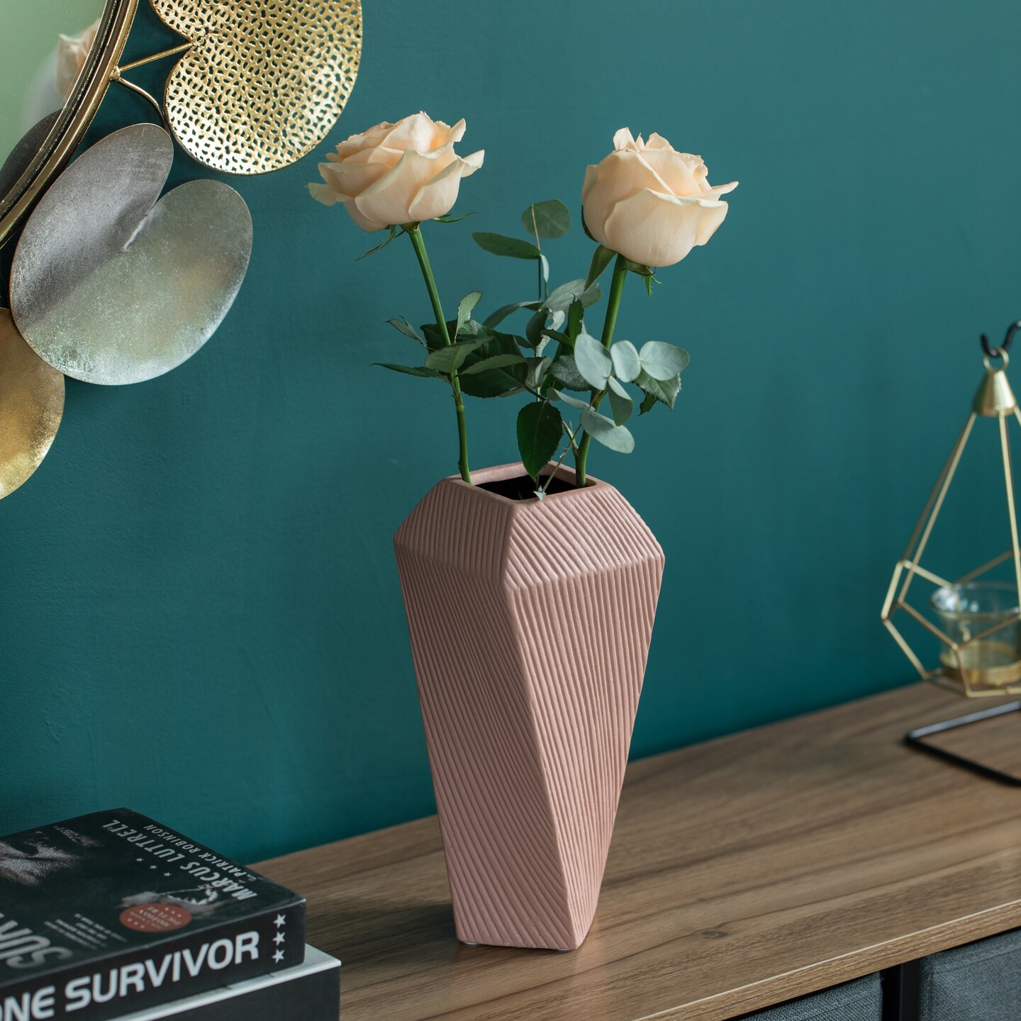 Decorative Ceramic Square Twisted Centerpiece Table Vase