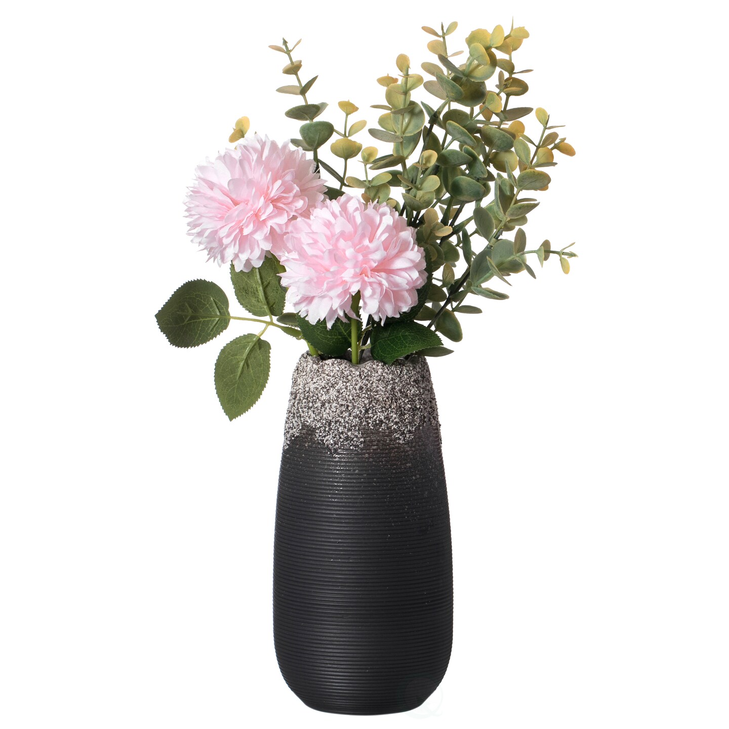 Modern Farmhouse Home D&#xE9;cor Accents; Boho Vases for Table Decor, Housewarming Gifts, Black Ceramic Table Vase with Dripping Crystal Look and Scalloped Opening Design