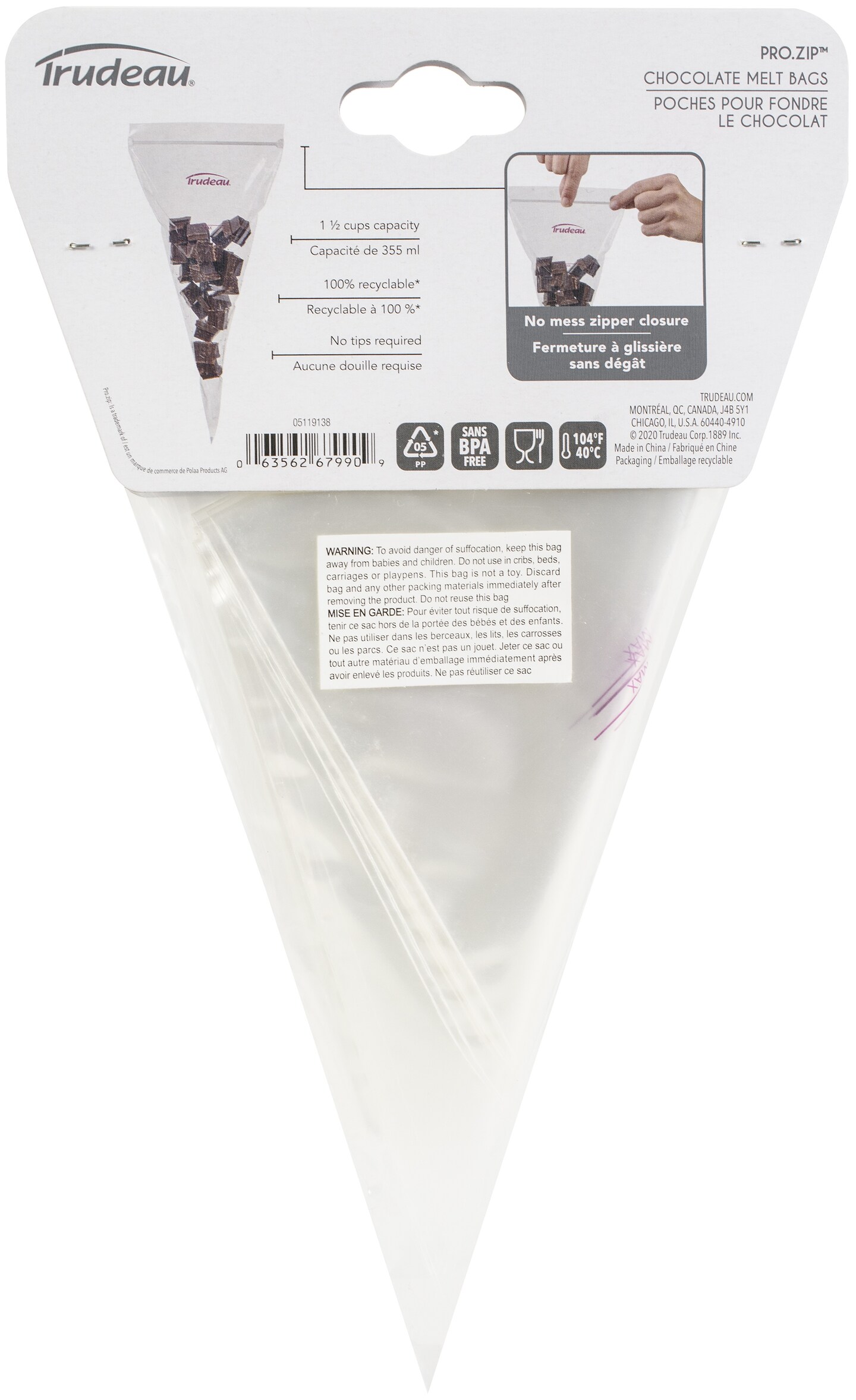 Trudeau Pro Zip Chocolate Melt Bags-12&#x22;