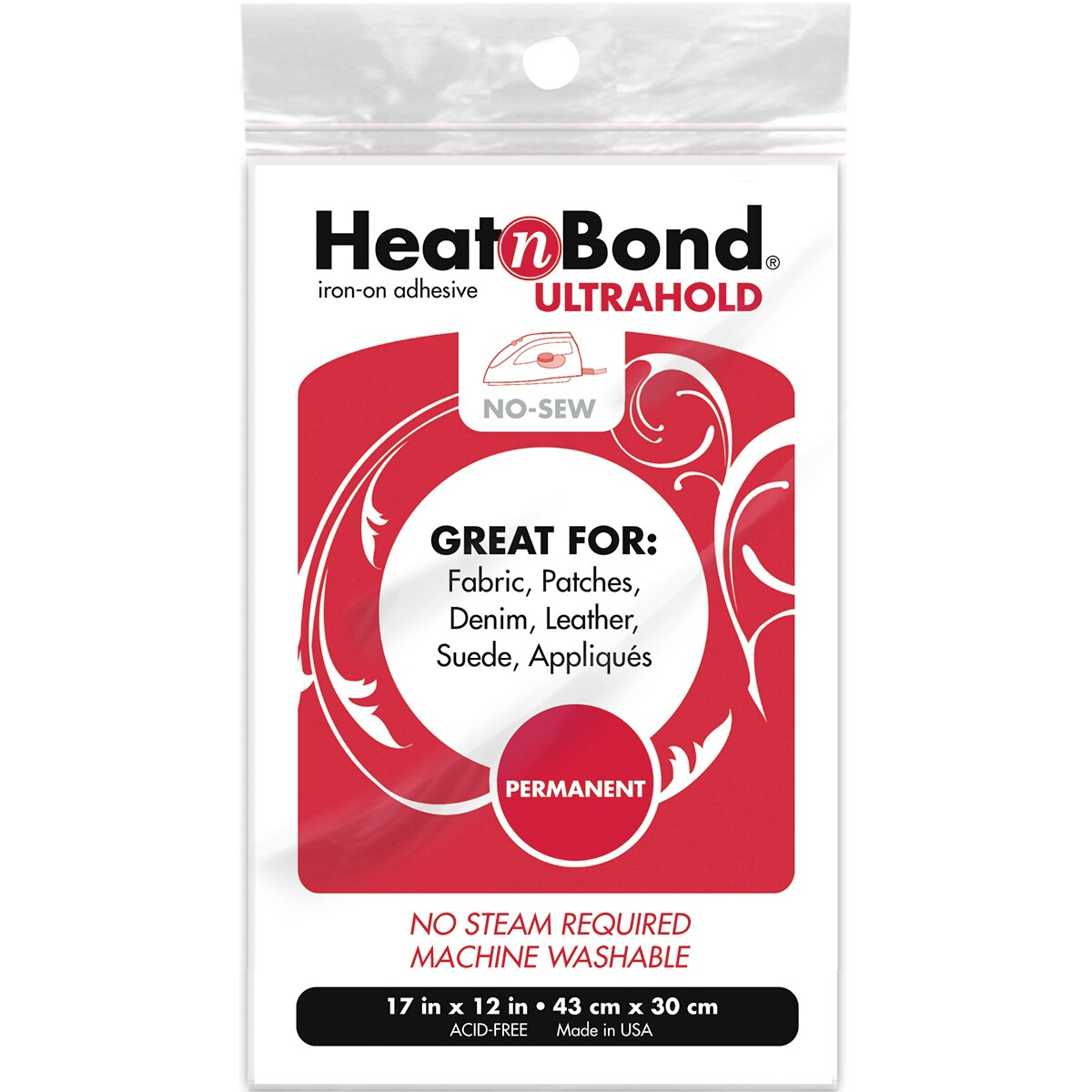 HeatnBond UltraHold Iron-On Adhesive, 17 Inches x 1 Yard plus open packet