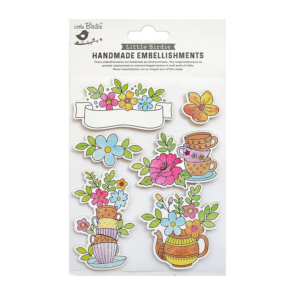 Little Birdie Sticker Embellishment 6/Pkg-Floral Fancy