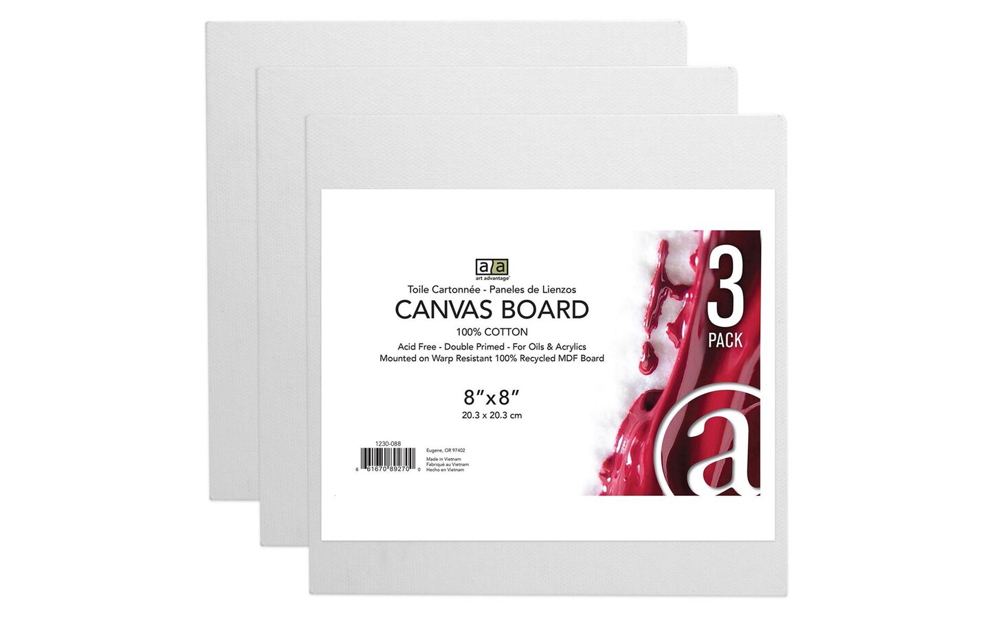 Art Advantage Canvas Board Recycled MDF 8x8 3pc