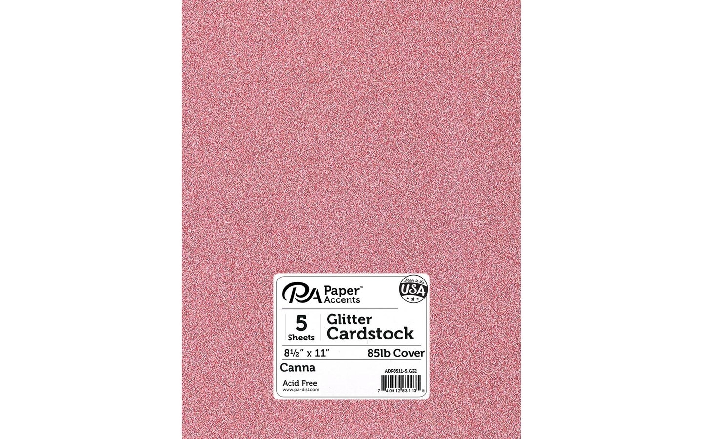 PA Paper Accents Glitter Cardstock 8.5? x 11? Canna, 85lb colored cardstock paper for card making, scrapbooking, printing, quilling and crafts, 5 piece pack