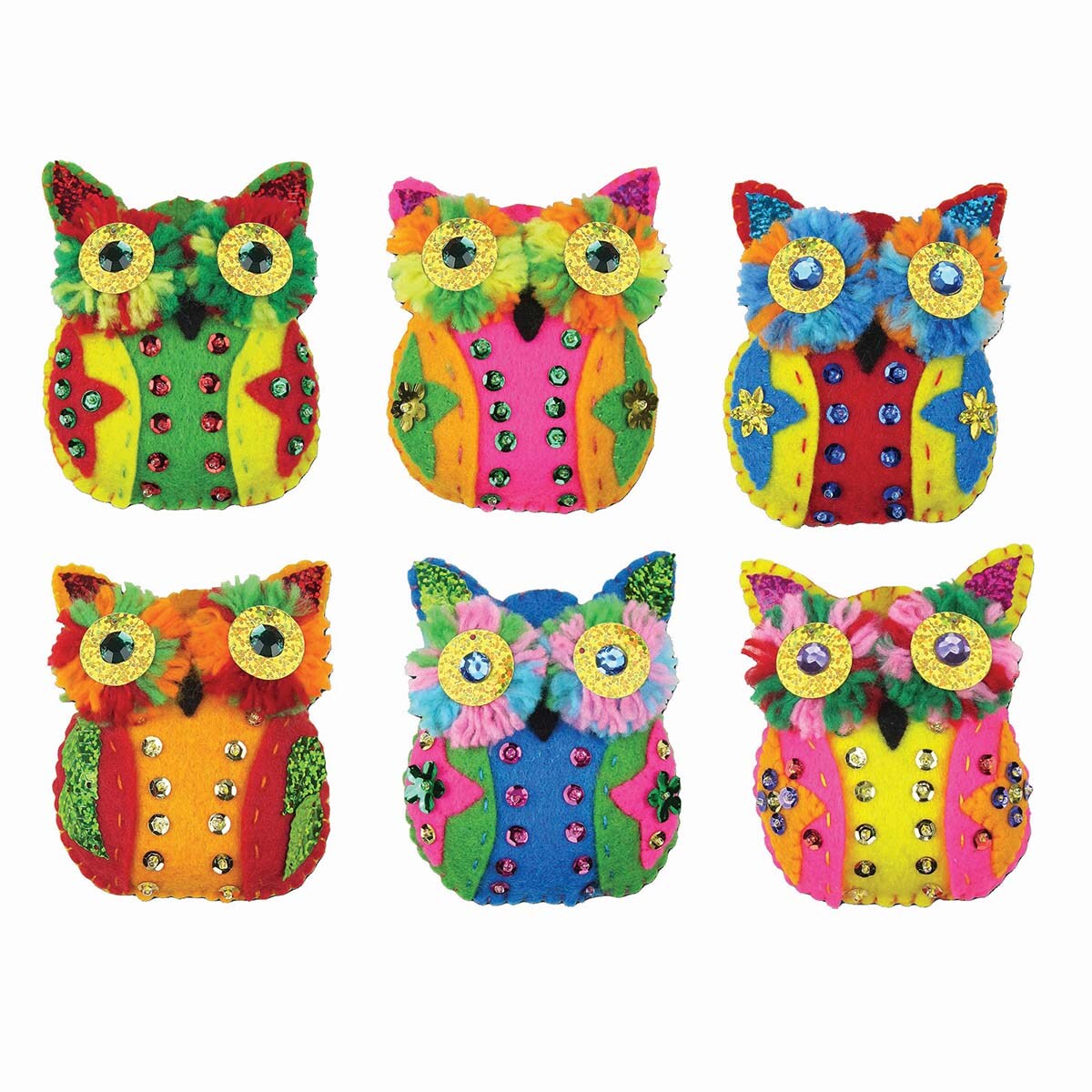 Design Works  Colorful Owls Felt &#x26; Sequin Kit