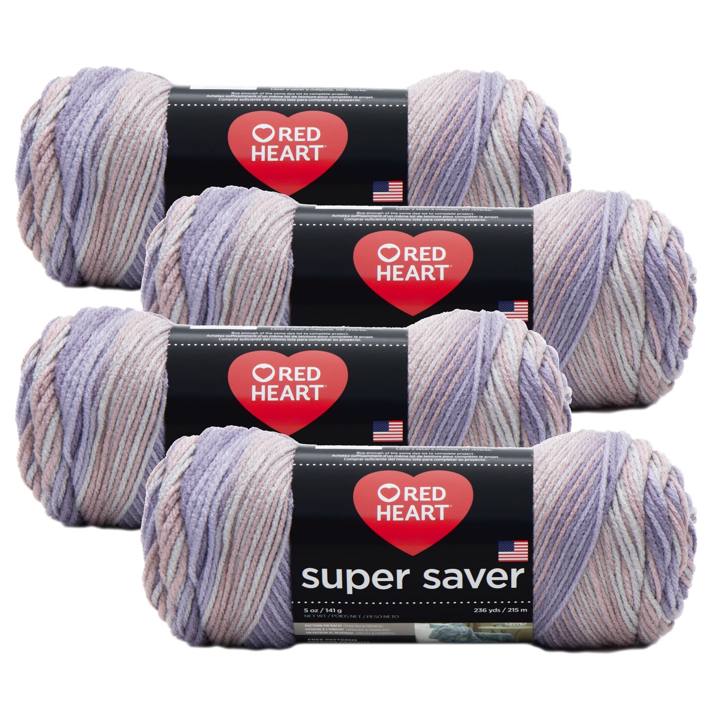 (Pack of 4) Red Heart Super Saver Yarn-Mulberry Mix