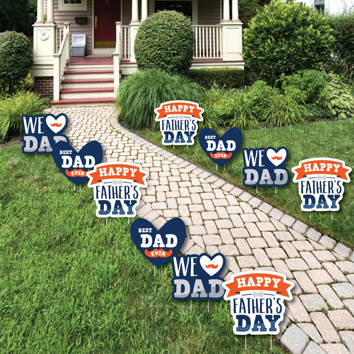 Big Dot of Happiness Happy Father&#x27;s Day - Lawn Decorations - Outdoor We Love Dad Party Yard Decorations - 10 Piece