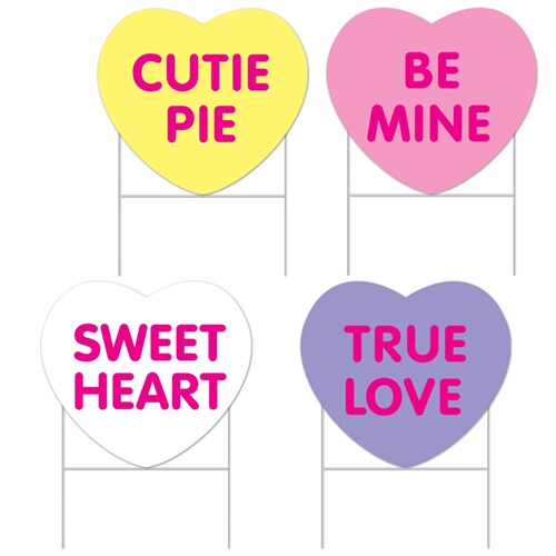 Plastic Candy Heart Yard Signs