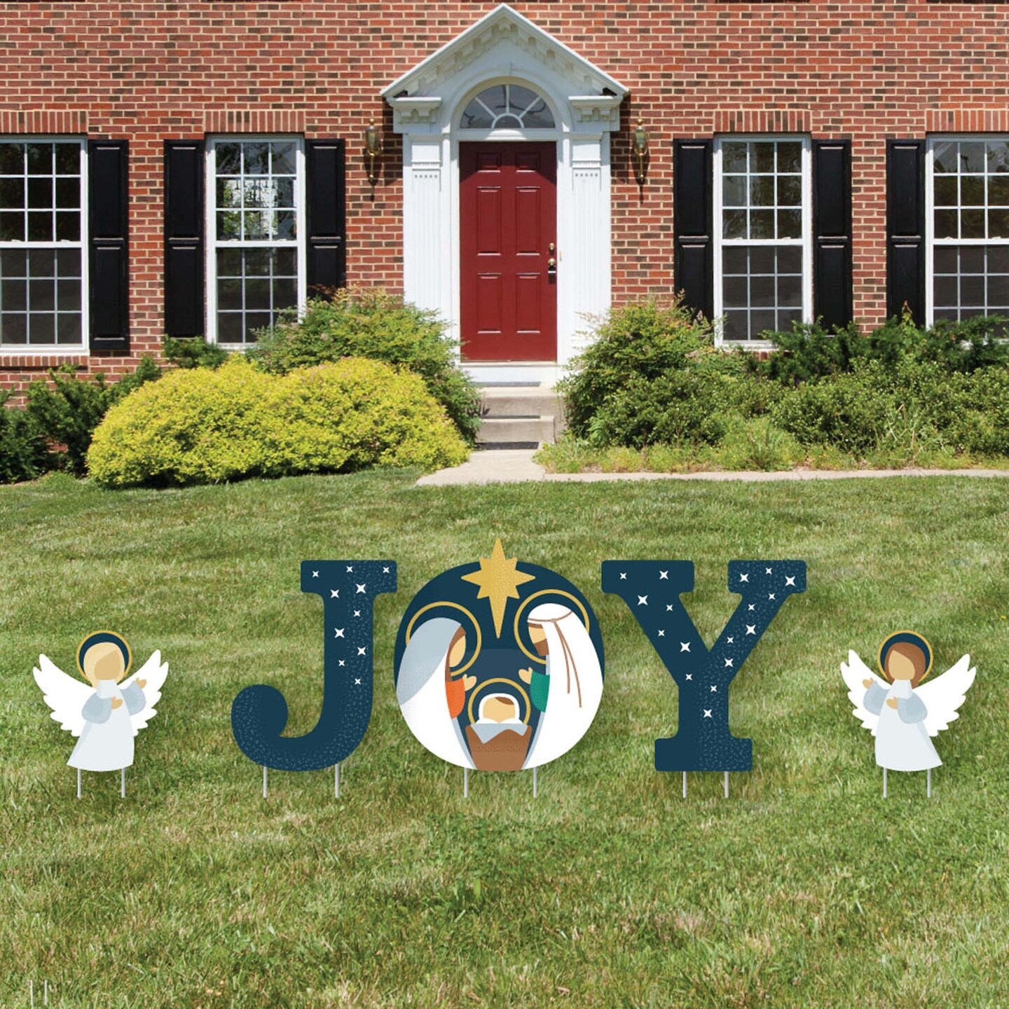 Big Dot of Happiness Holy Nativity - Yard Sign Outdoor Lawn Decorations - Manger Scene Religious Christmas Yard Signs - Joy