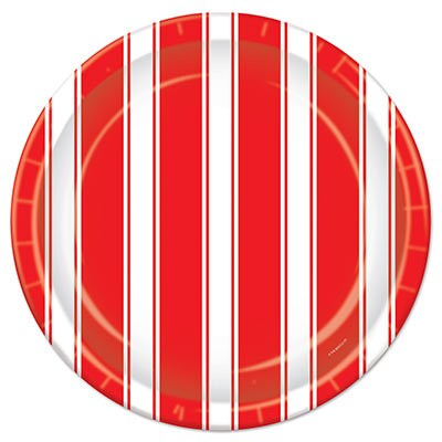 Red &#x26; White Stripes Dinner Plates