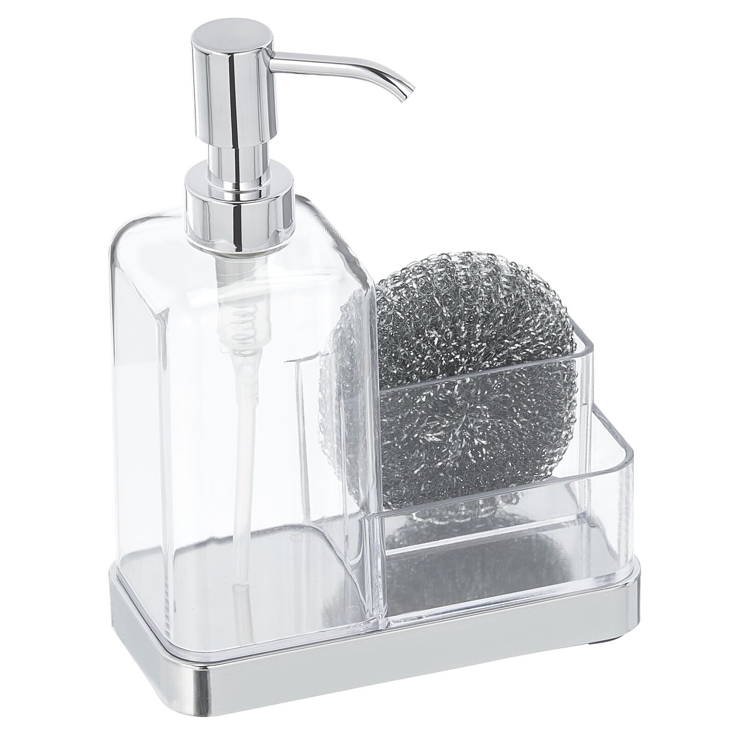 Mdesign Plastic Kitchen Counter Dish Soap Pump, Sponge Caddy - Clear/soft  Brass : Target
