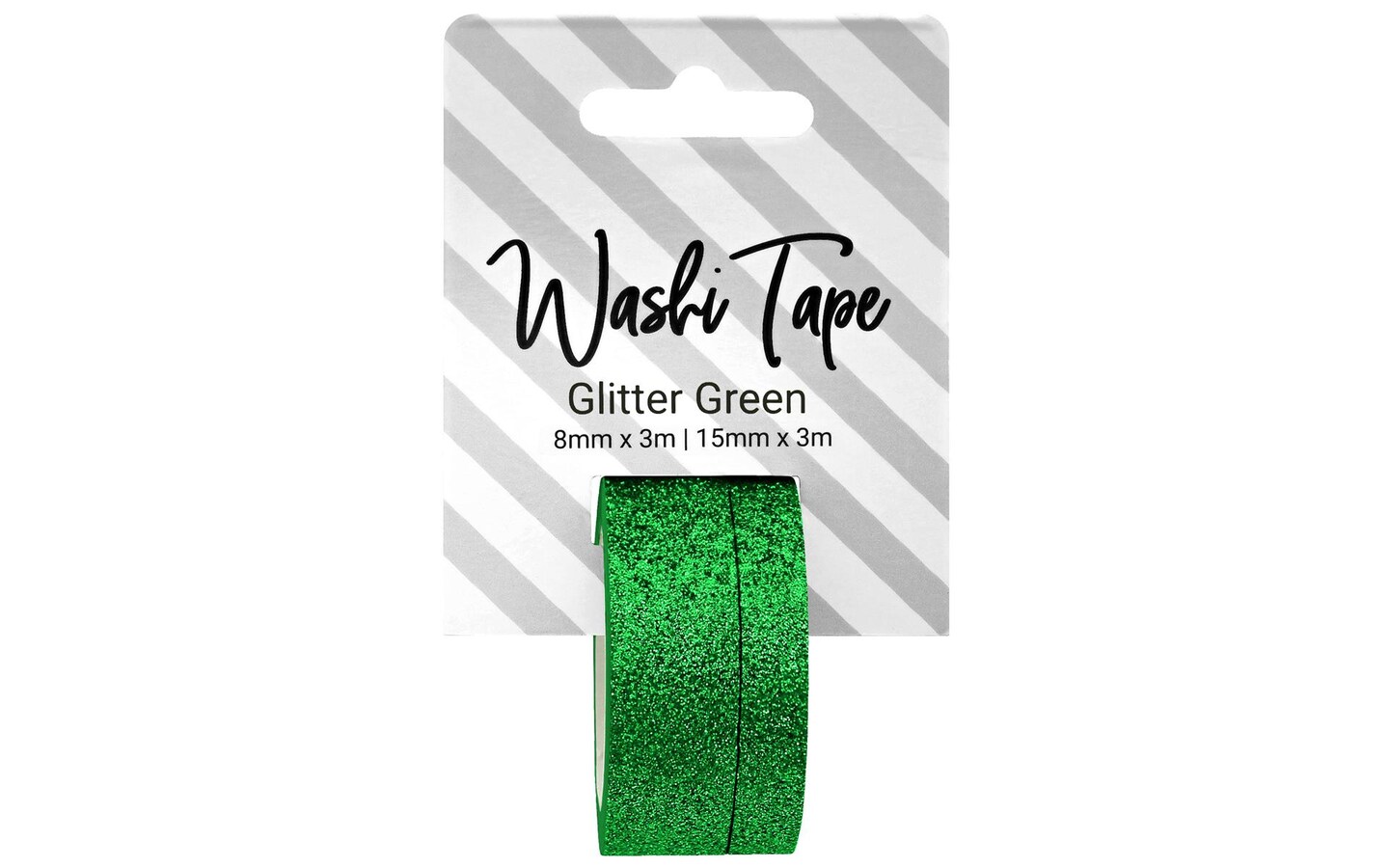 Washi Tape 8 &#x26; 15mm x 3m Glitter Green