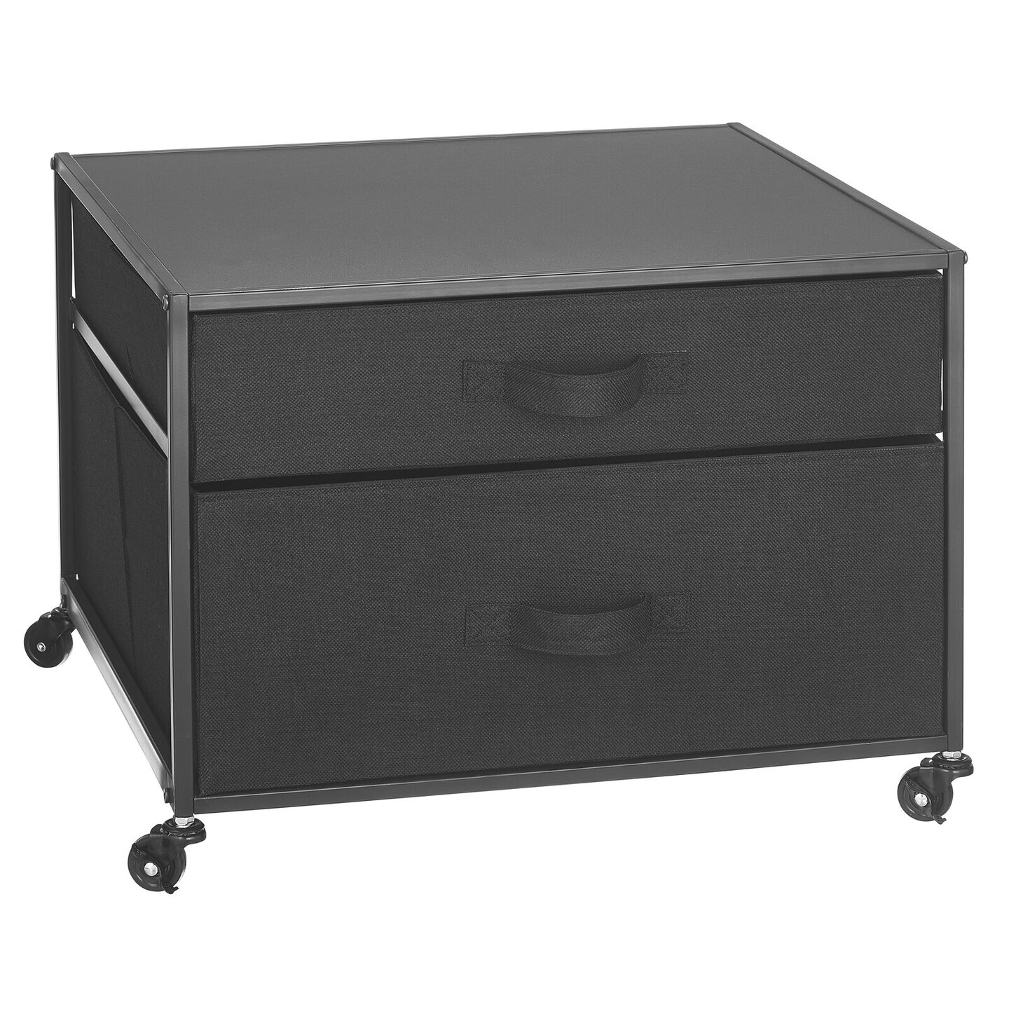 mDesign Metal Rolling Storage Cart for Mini Fridge with 2 Fabric