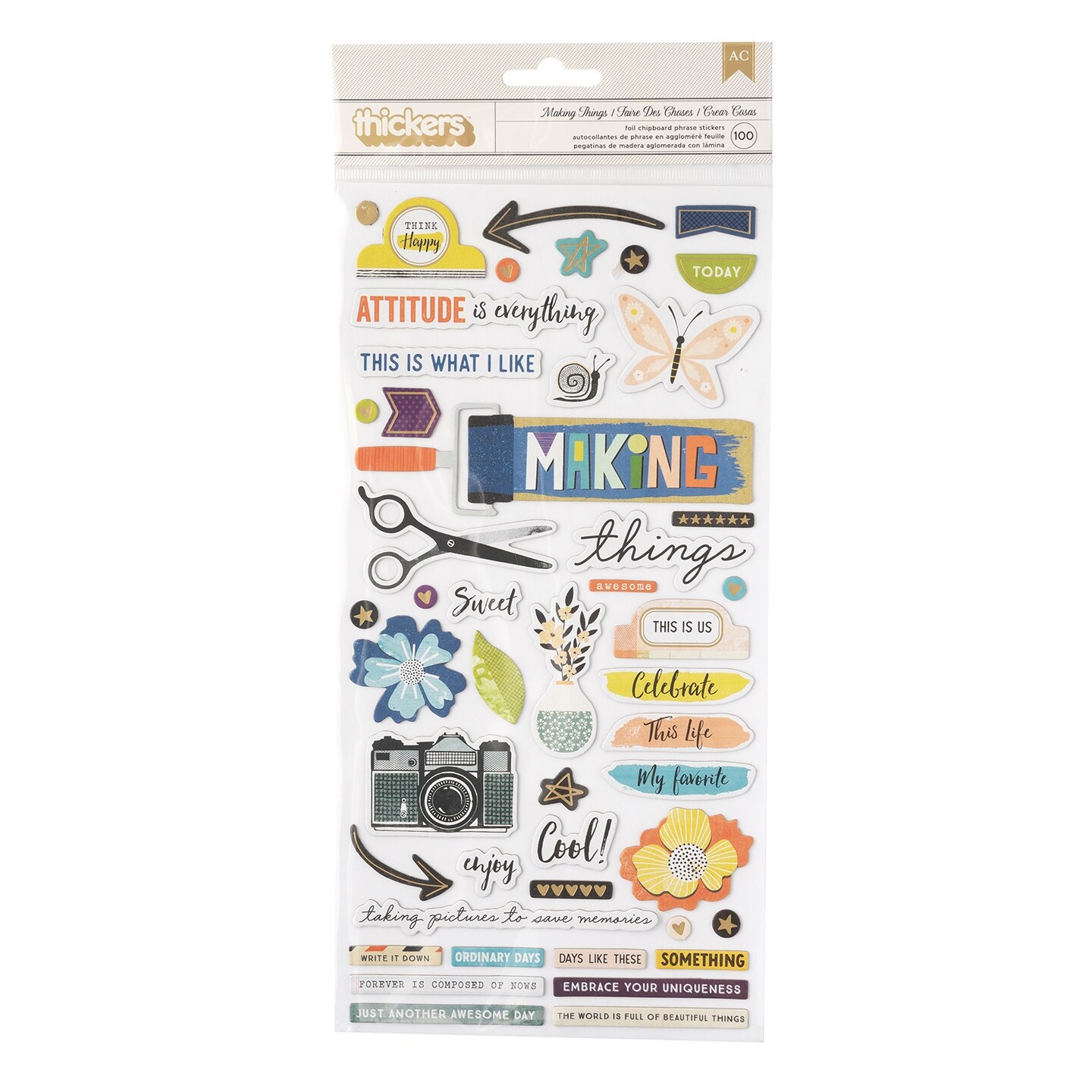 Vicki Boutin Print Shop Thickers Stickers 100/Pkg-Making Things Phrase/Chipboard