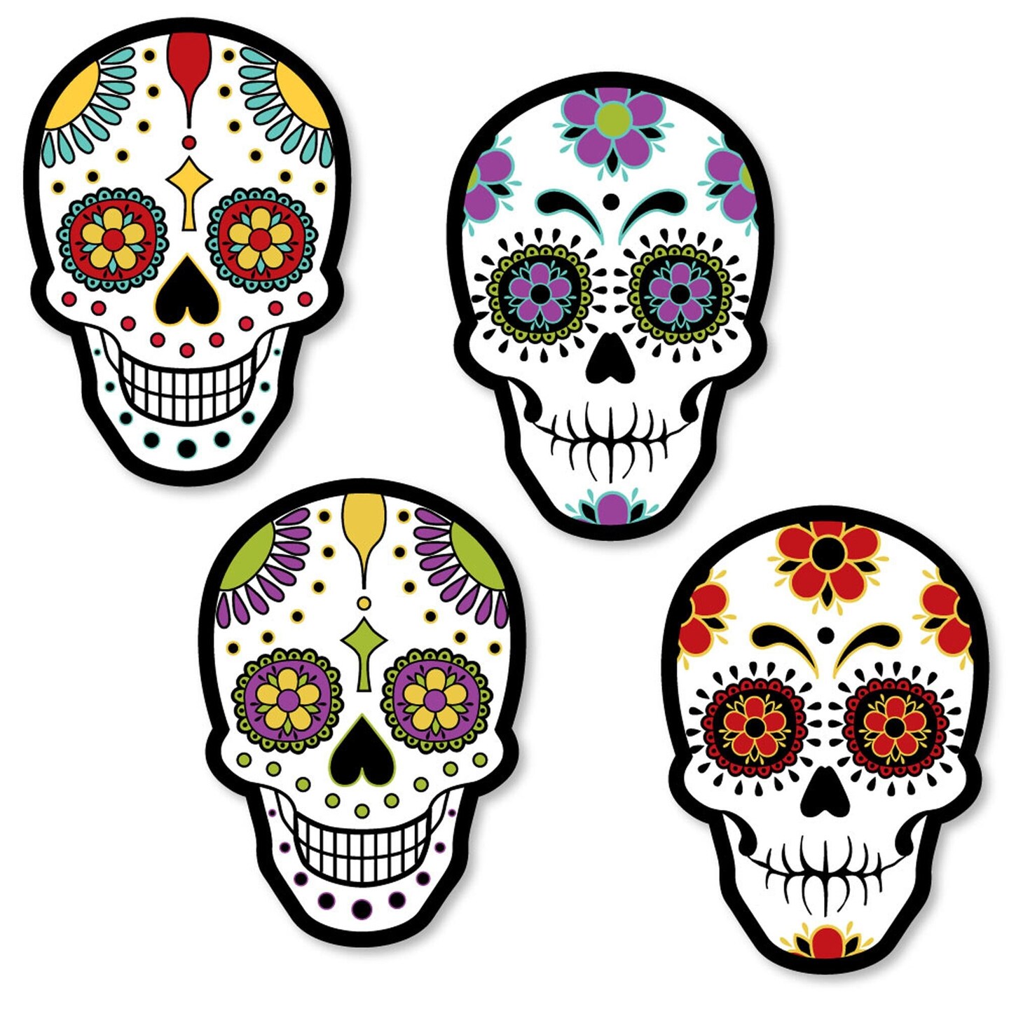 Big Dot of Happiness Day of the Dead - DIY Shaped Sugar Skull Party Cut-Outs - 24 Count