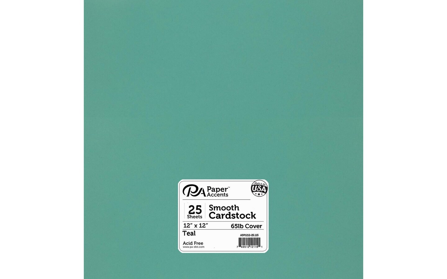 PA Paper Accents Smooth Cardstock 12&#x22; x 12&#x22; Teal, 65lb colored cardstock paper for card making, scrapbooking, printing, quilling and crafts, 25 piece pack