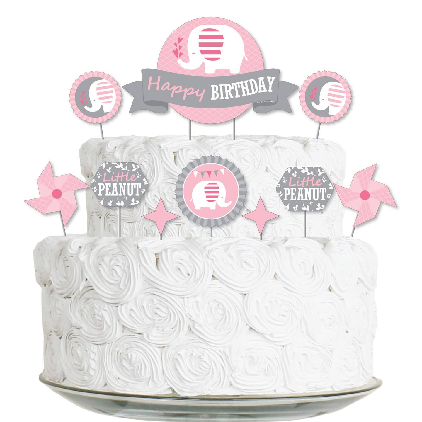 Big Dot of Happiness Pink Elephant - Girl Birthday Party Cake ...