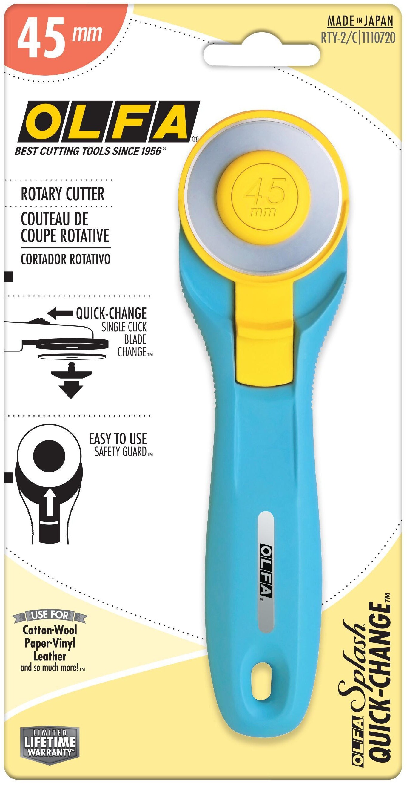 OLFA Quick-Change Rotary Cutter 45mm-Aqua