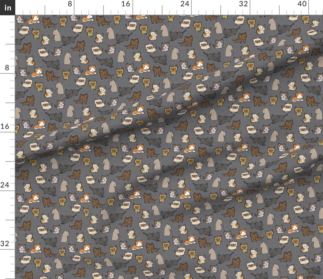 Various Fabrics by the Yard or Fat Quarter Cute Cats Animals Pet Cats Siamese Kittens Gray White Brown Kids Feline Breeds Beige Custom Printed Fabric by Spoonflower