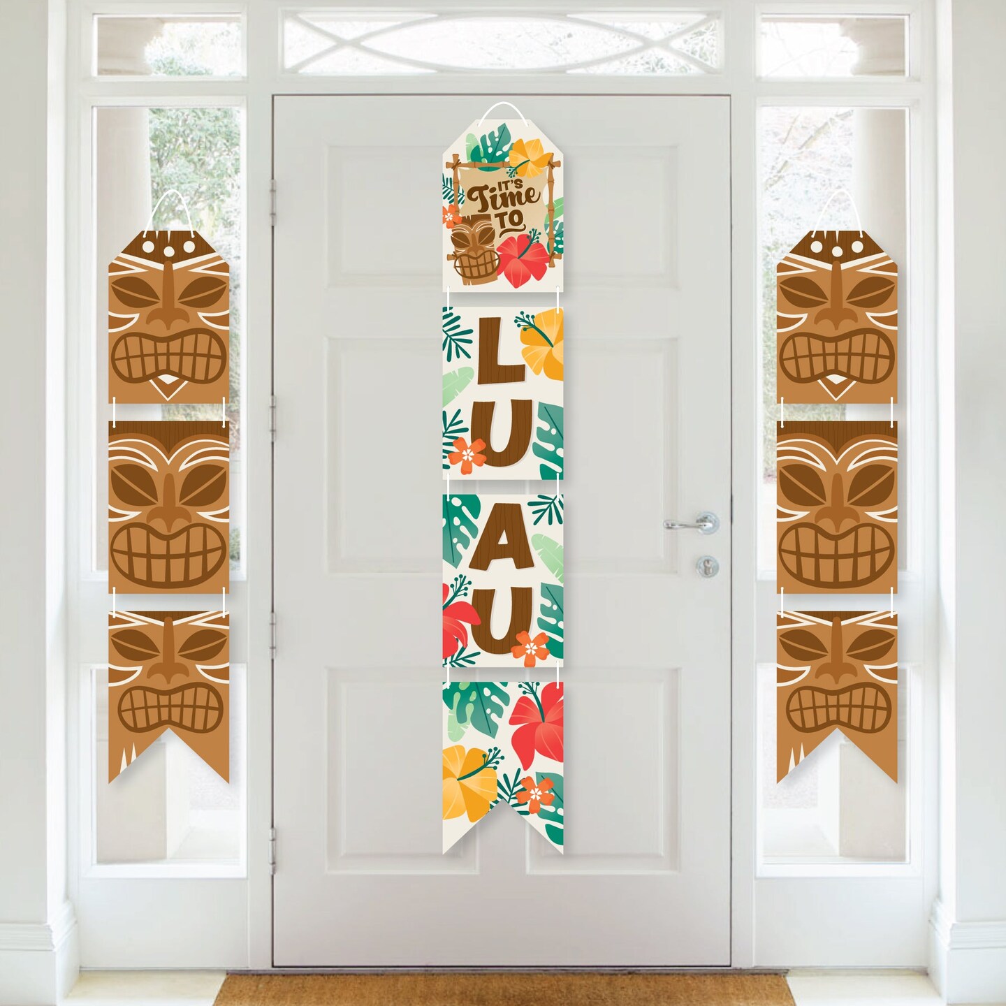 Big Dot of Happiness Tropical Luau - Hanging Vertical Paper Door Banners - Hawaiian Beach Party Wall Decoration Kit - Indoor Door Decor