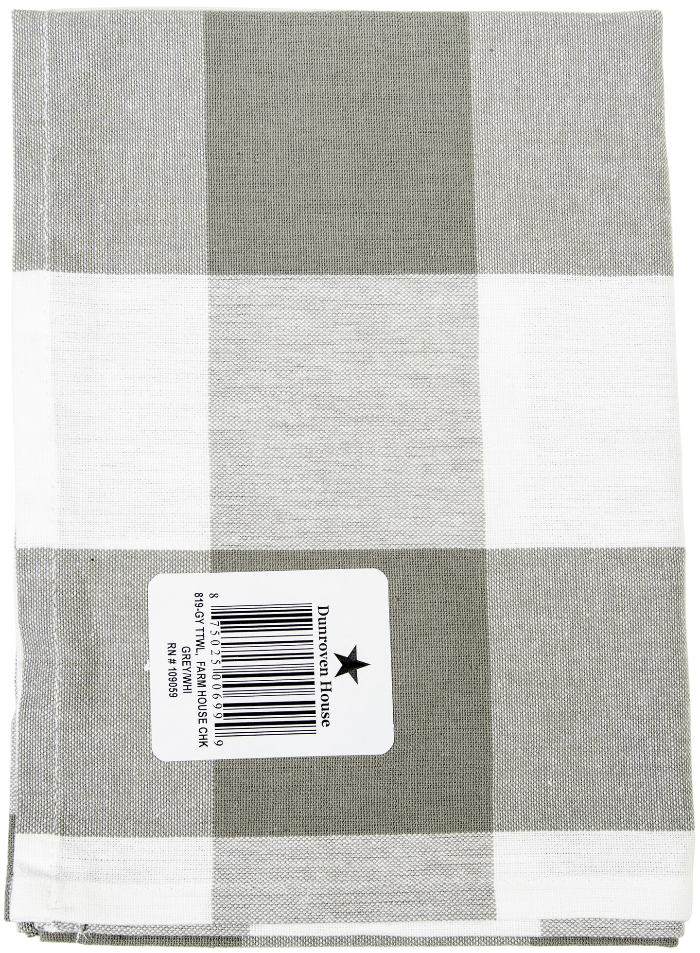 Dunroven House Flat Weave Tea Towel 20X28-Black & White 3 Check