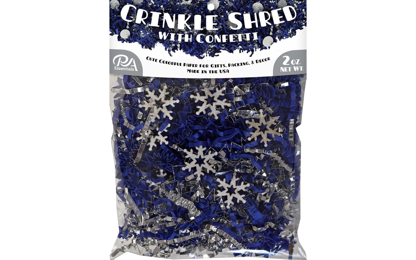 PA Ess Crinkle Shred Bag 2oz Blue/Slvr w/Snowflaks