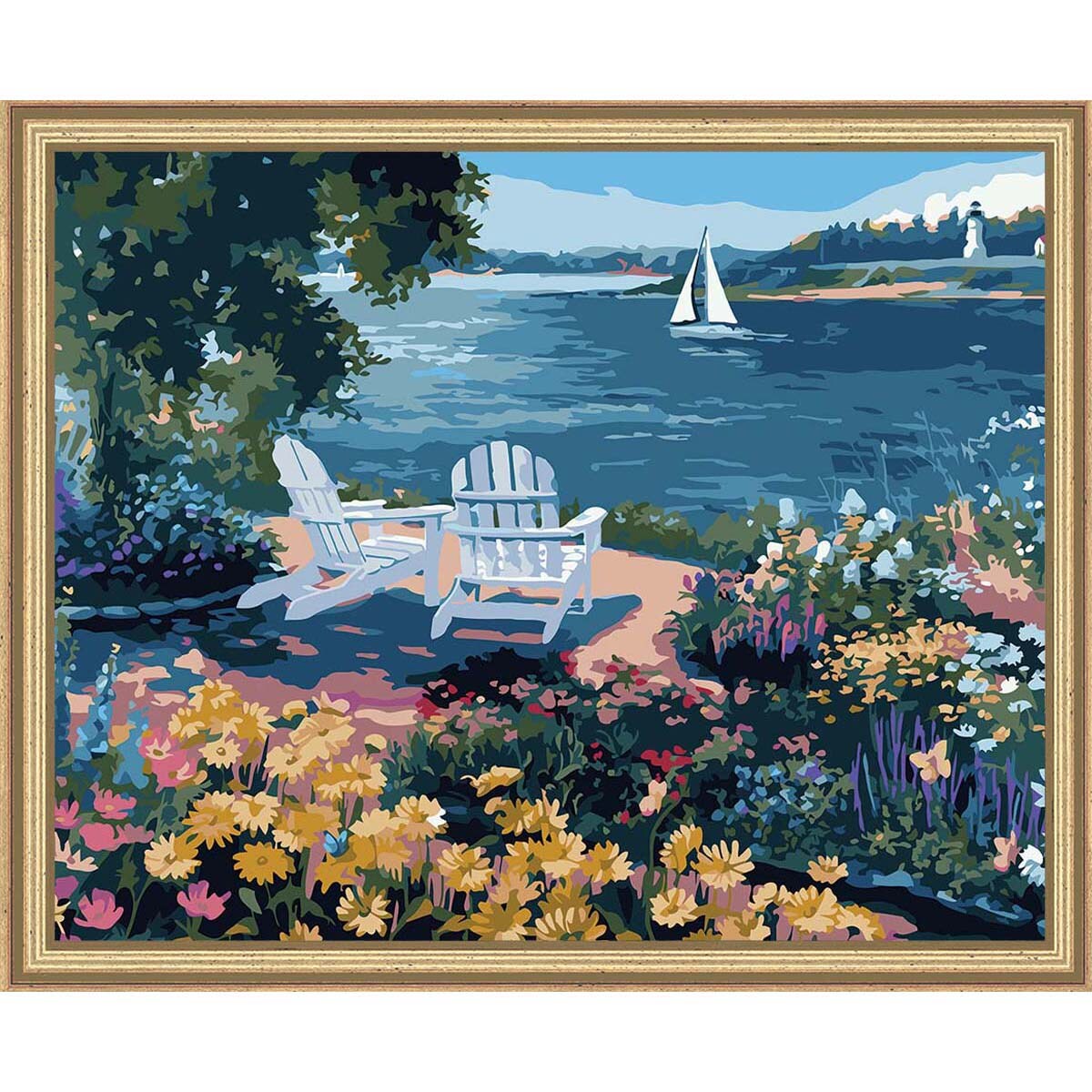 Herrschners Garden by the Bay Kit & Frame Paint-by-Number Kit | Michaels