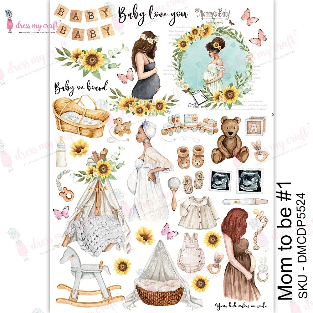 Dress My Craft Transfer Me Sheet A4-Mom To Be #1