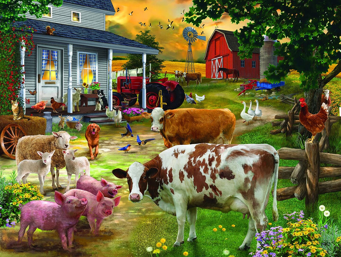 Sunsout Gathering in the Farm Yard 300 pc Jigsaw Puzzle 31994