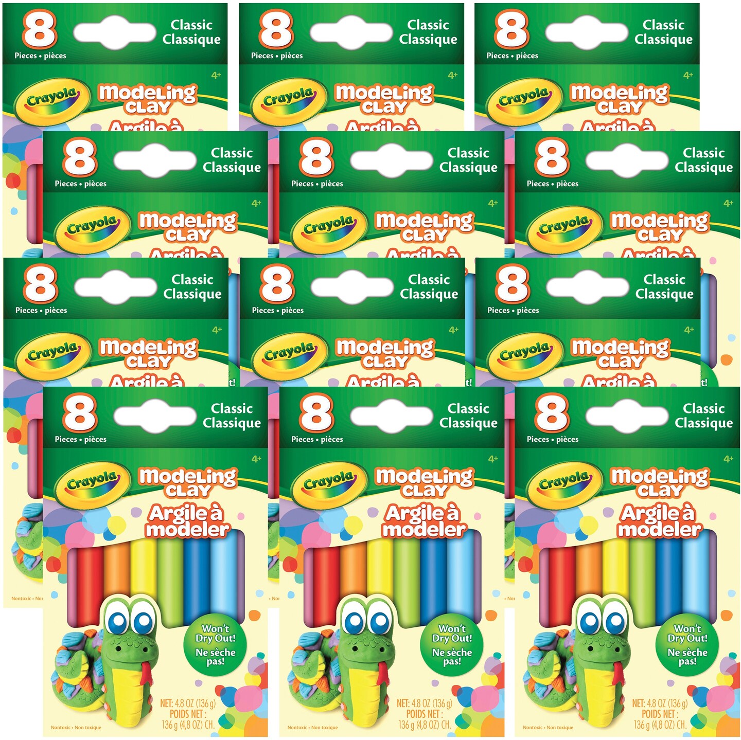Multipack of 12 - Crayola Modeling Clay .6oz 8/Pkg-Basic