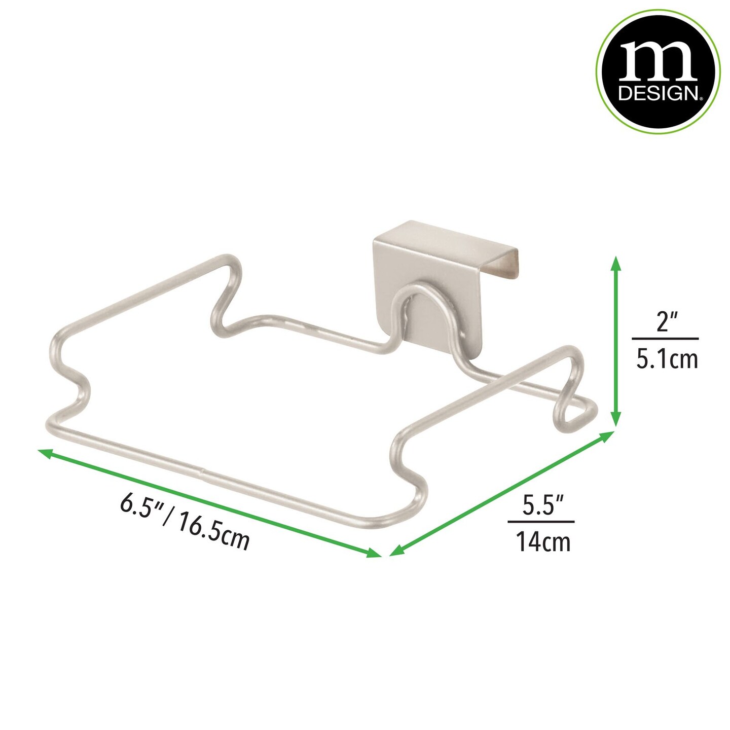 mDesign Metal Over Cabinet Door Trash, Recycled Shopping Bag Holder Rack