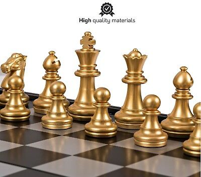 Magnetic Travel Chess Set with Board That Becomes A Storage Compartment