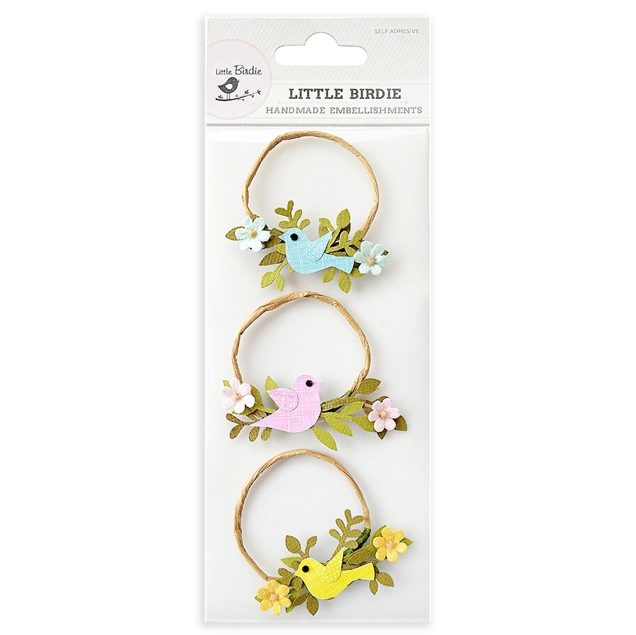 Little Birdie Birds &#x26; Blooms Sticker 3/Pkg-Birds &#x26; Blooms