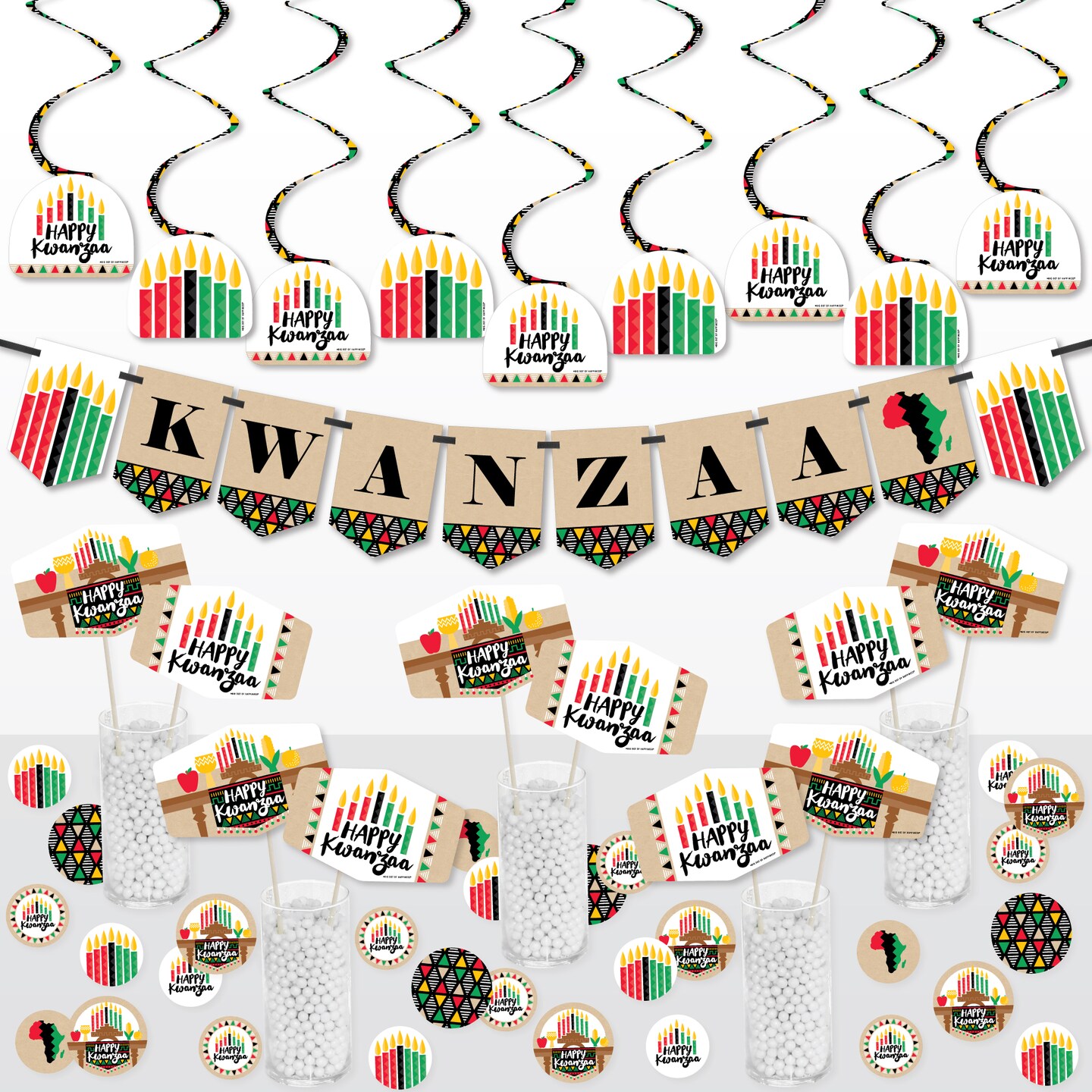 Big Dot of Happiness Happy Kwanzaa Heritage Holiday Party Supplies Decoration Kit - Decor Galore Party Pack - 51 Pieces