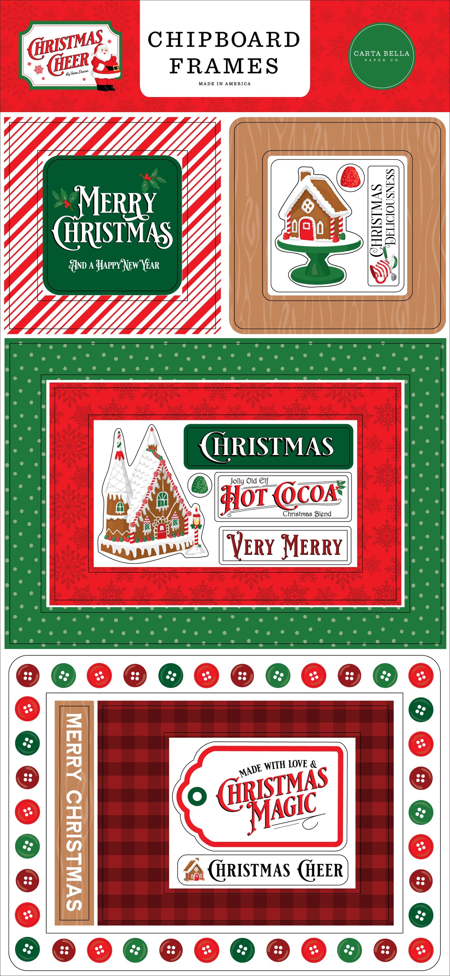 Christmas Cheer Chipboard 6&#x22;X13&#x22;-Frames