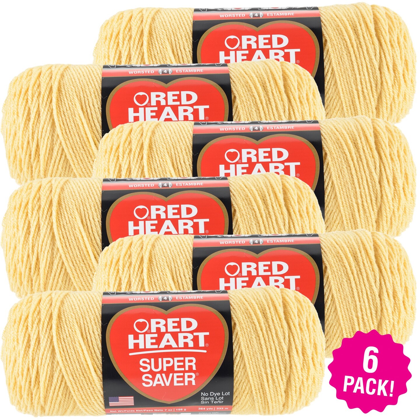 Multipack of 6 - Red Heart Super Saver Yarn-Cornmeal