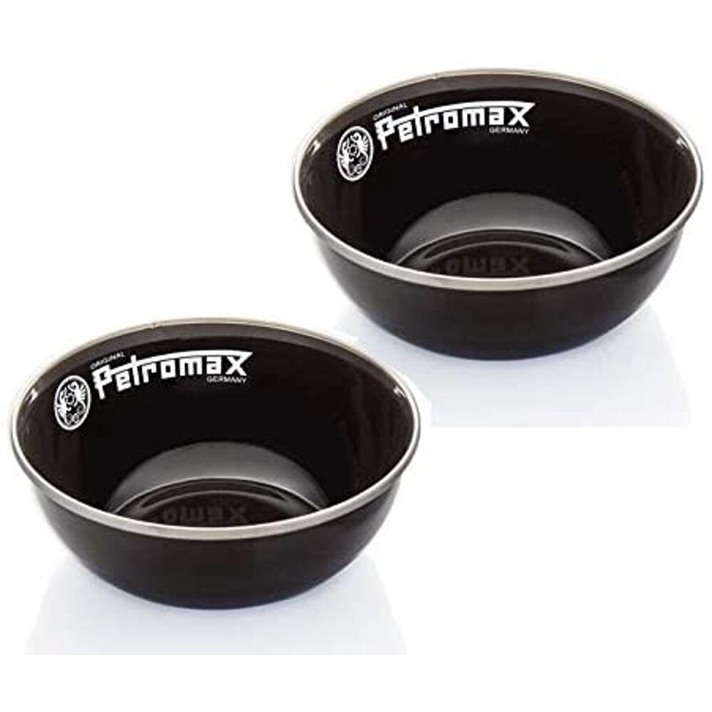Petromax Enamelware Dinnerware Bowls, Traditional Lightweight Enameled Steel Tableware for Kitchen and Camping, Pack of 2 for Hot or Cold Food