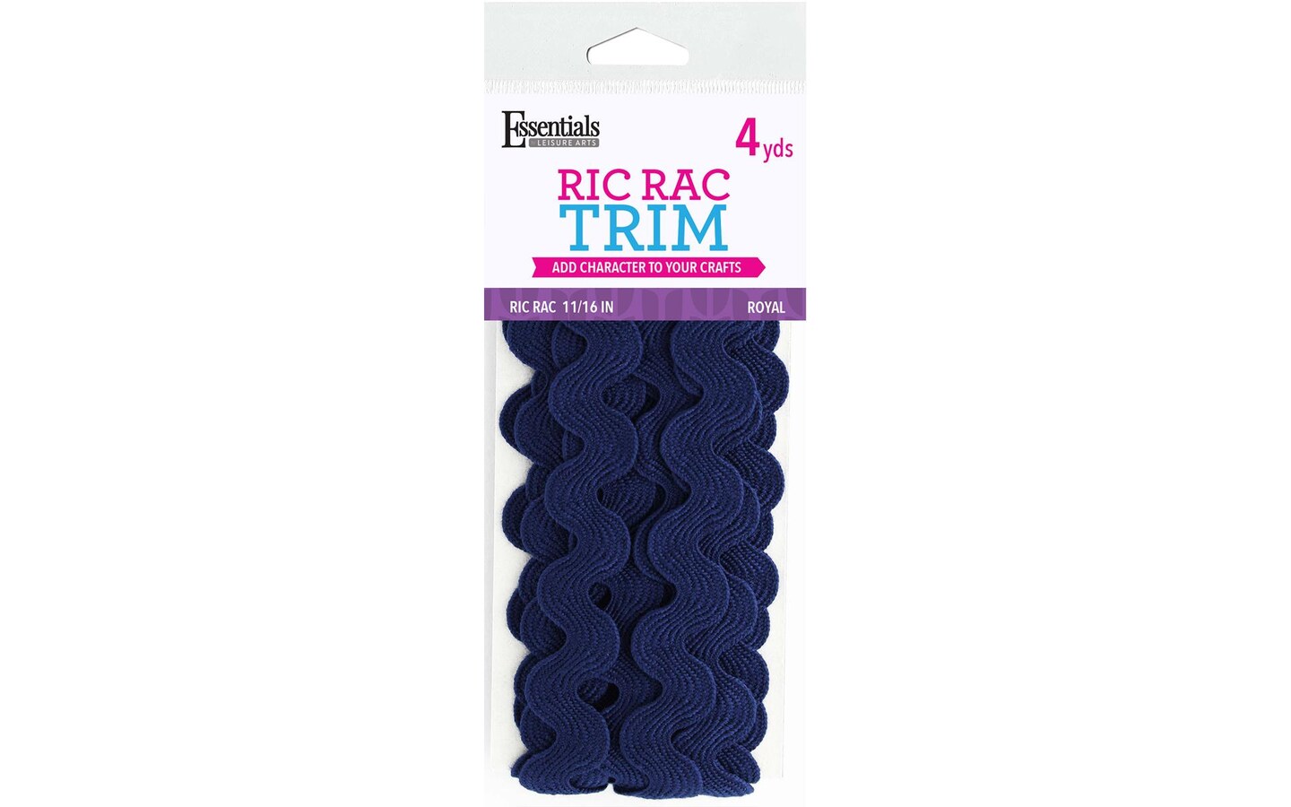 Essentials By Leisure Arts Ric Rac 11/16 4 yards Royal - rick rack trim  for sewing - wavy ric rac trim for sewing and crafts - ric rac ribbon -  rick
