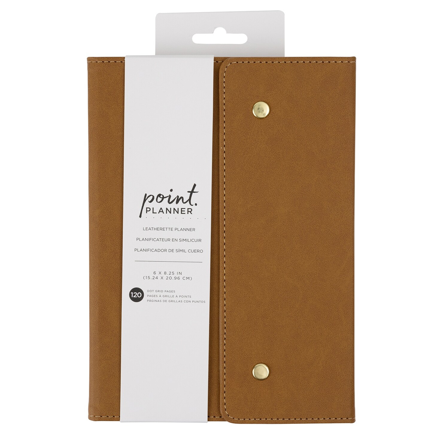 AC Point Planner Snap Leatherette Planner 6&#x22;X8&#x22;-Brown - Dot Grid - 120 Sheets
