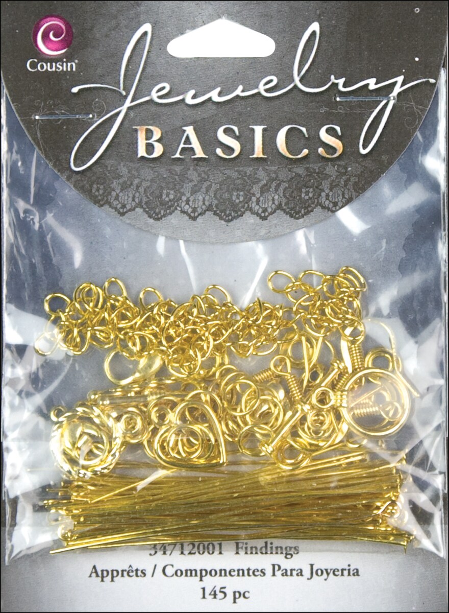 CousinDIY Jewelry Basics Metal Findings 145/Pkg-Gold Starter Pack