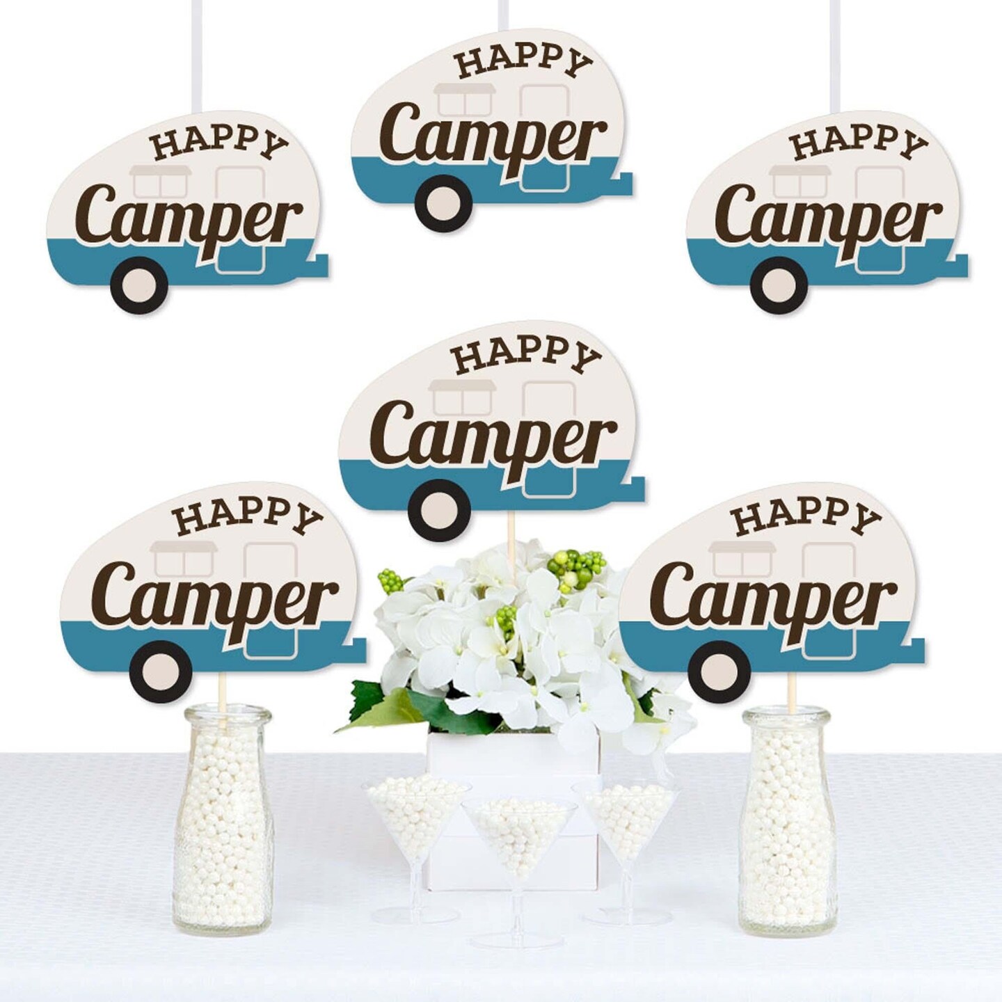 Big Dot of Happiness Happy Camper - Decorations DIY Camping Baby Shower or Birthday Party Essentials - Set of 20